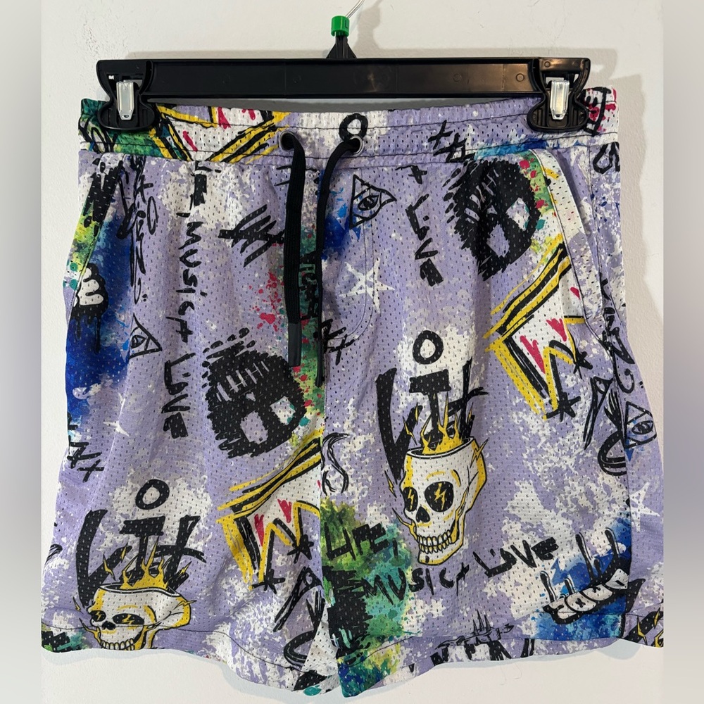 Fresh Prince of BelAir Mens Medium Vintage Graffiti Swim Trunks Grunge Y2K